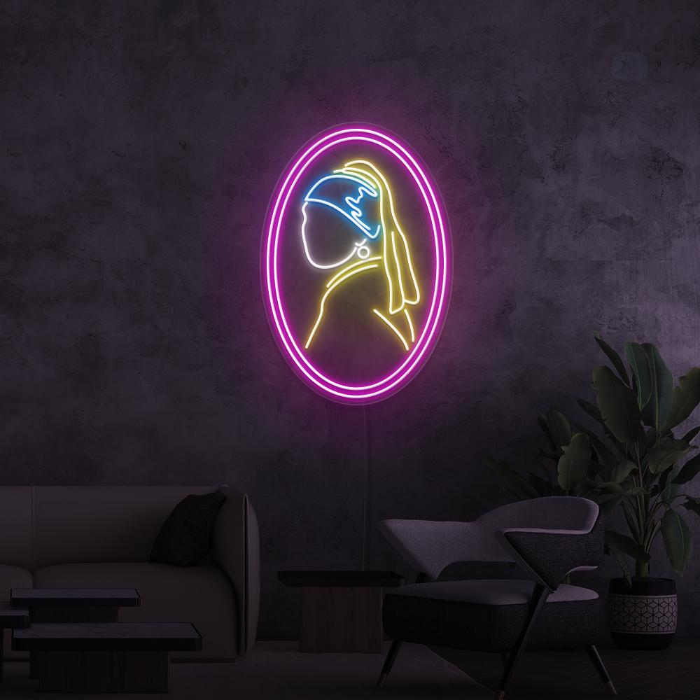 Neon Verlichting Meisje met parel