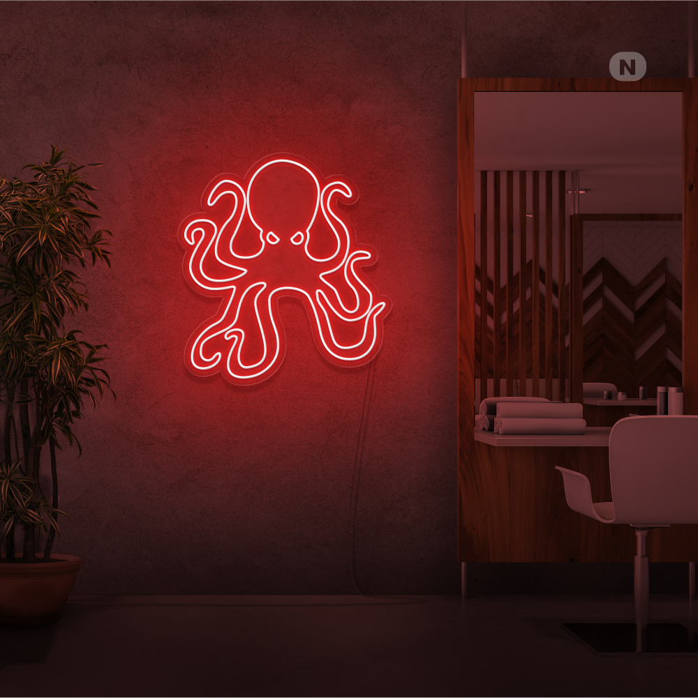 Neonskilt Blæksprutte