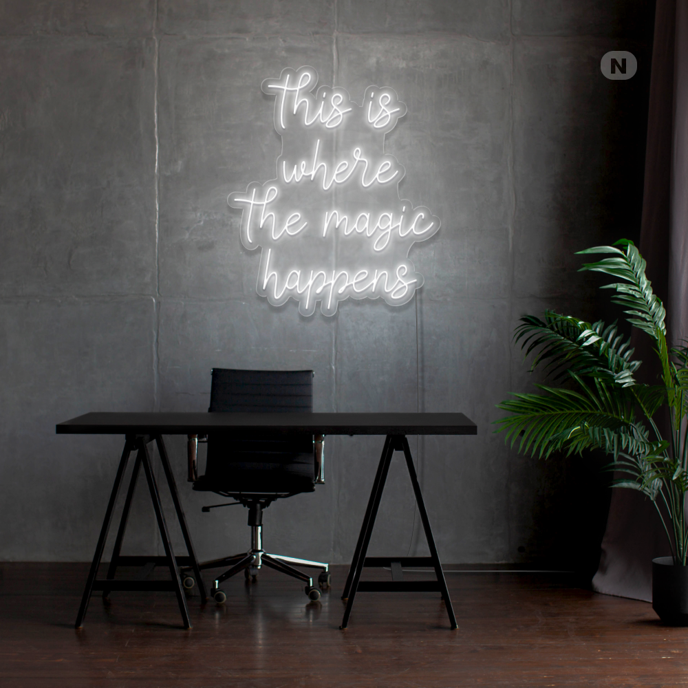 Neonskilt Det er her magien sker