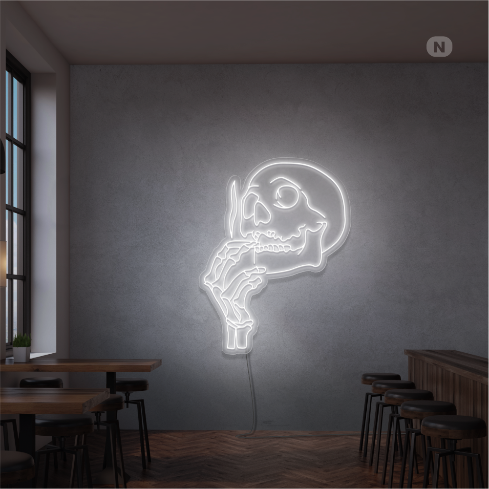 Neonskilt Rygende kraniehoved