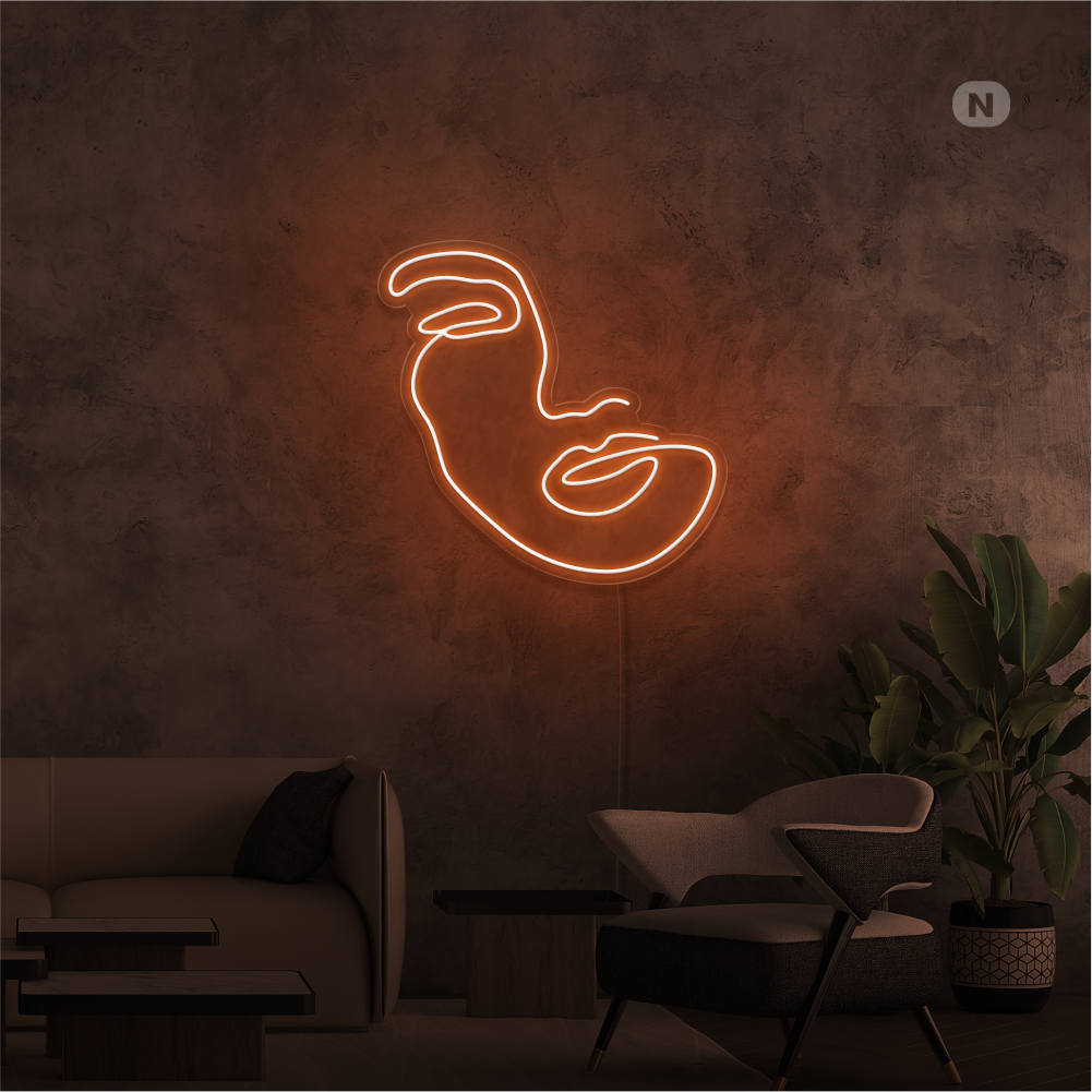 Neonskilt Kvindens ansigt