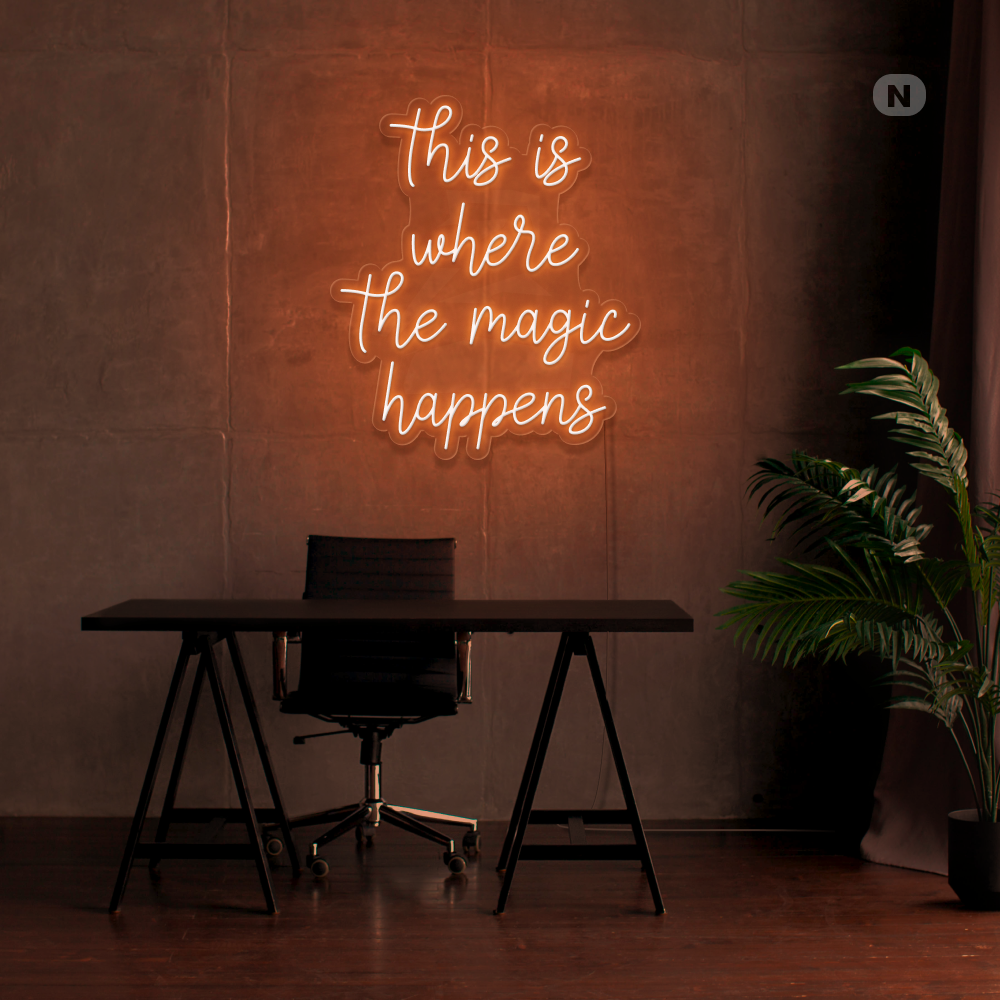 Neonskilt Det er her magien sker