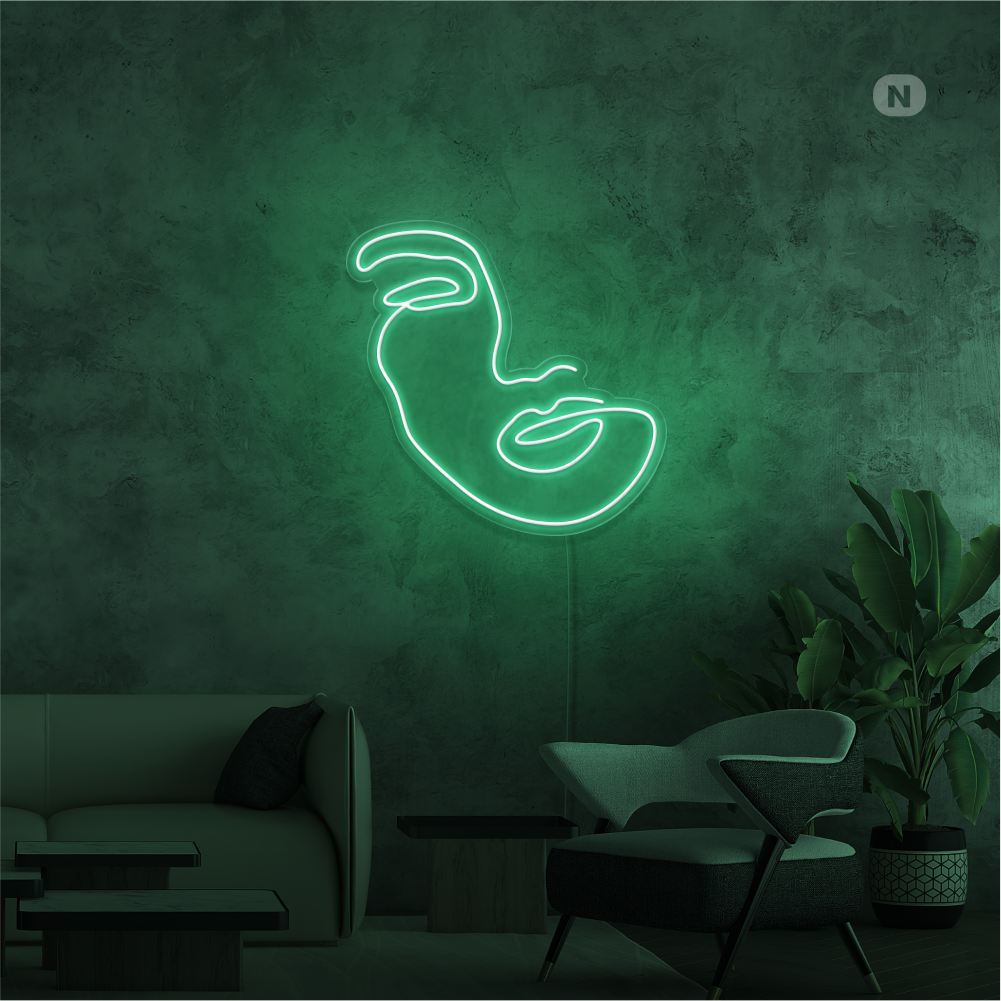 Neonskilt Kvindens ansigt