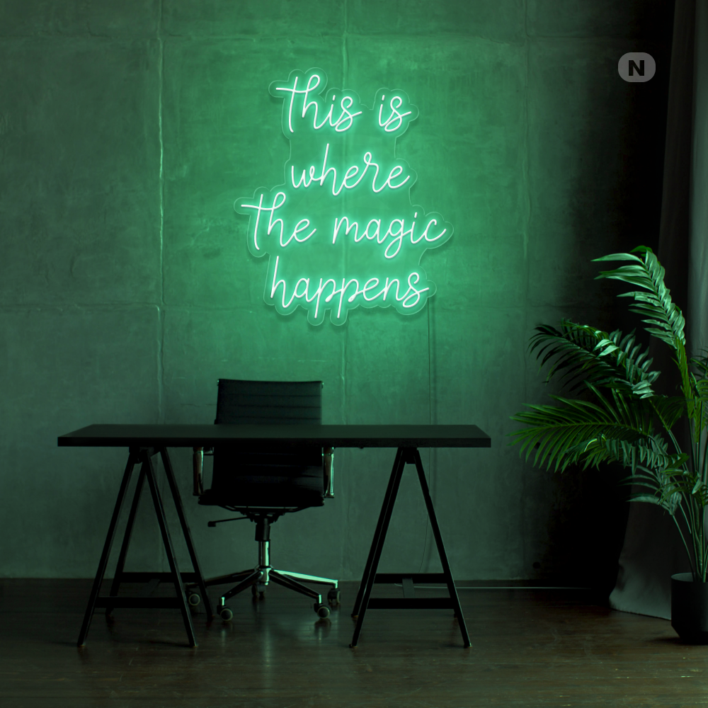 Neonskilt Det er her magien sker