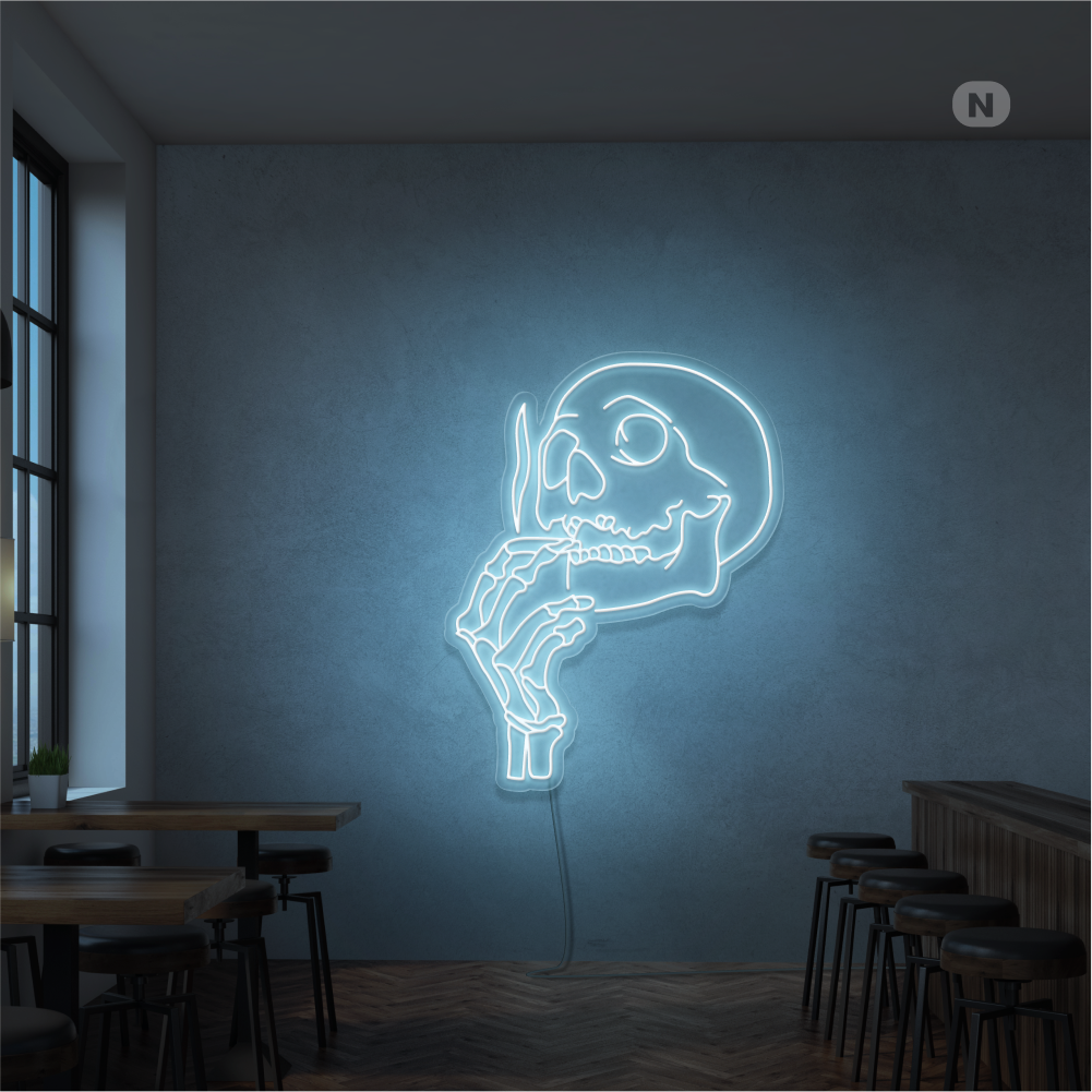 Neonskilt Rygende kraniehoved