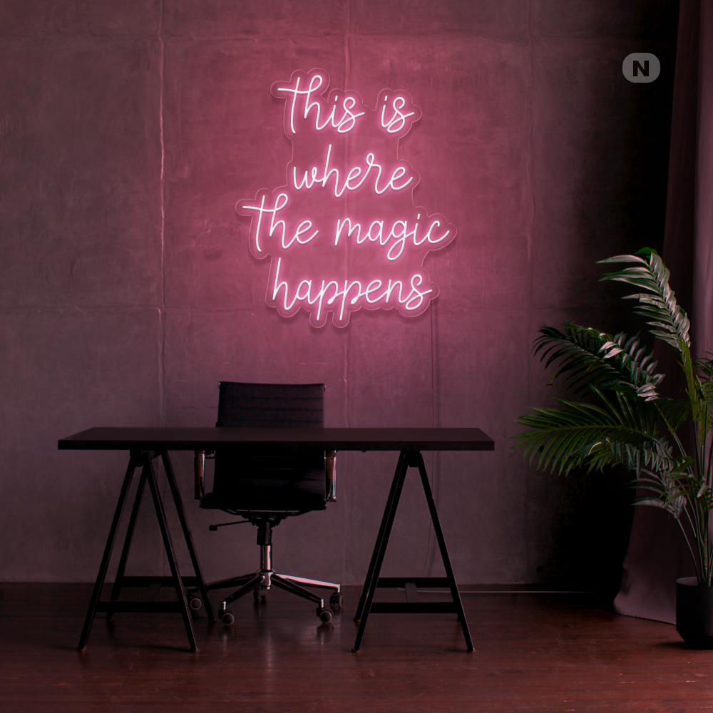 Neonskilt Det er her magien sker