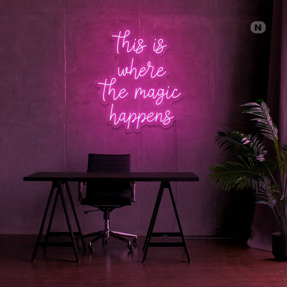 Neonskilt Det er her magien sker