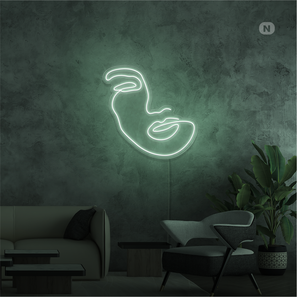 Neonskilt Kvindens ansigt