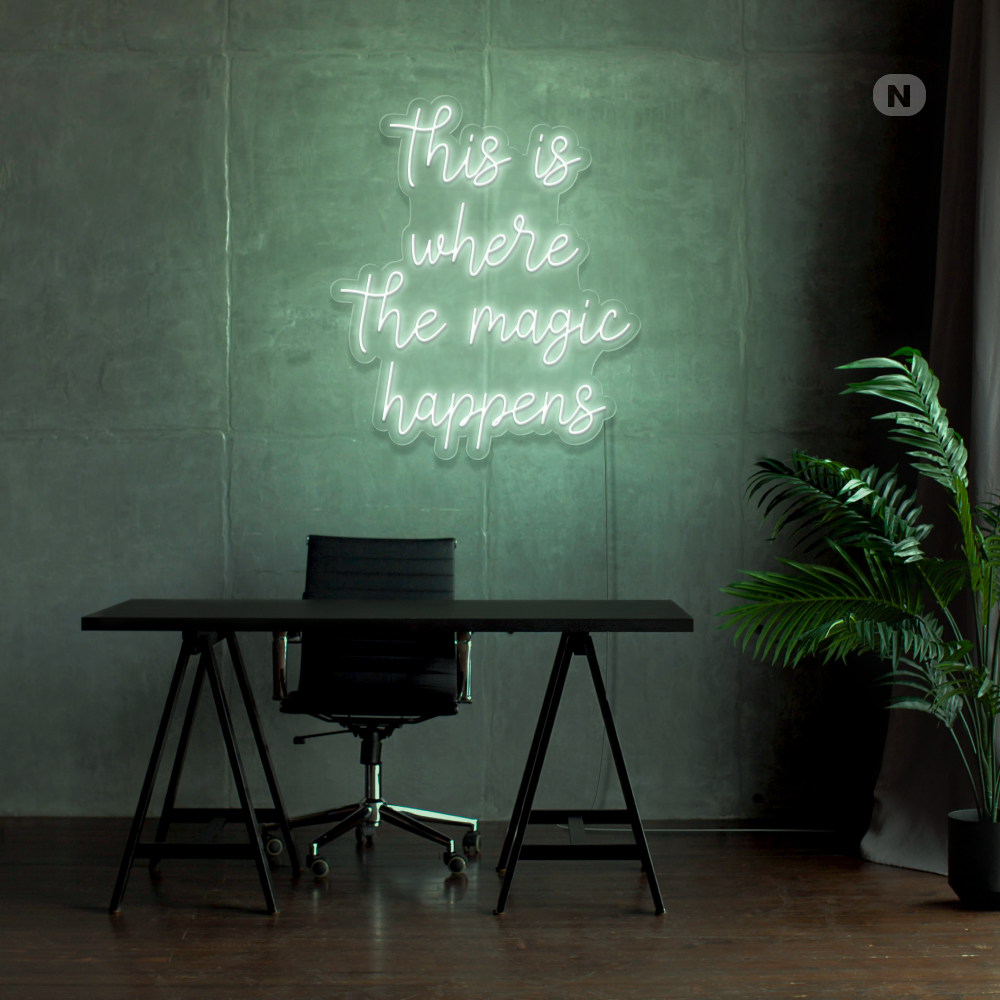 Neonskilt Det er her magien sker