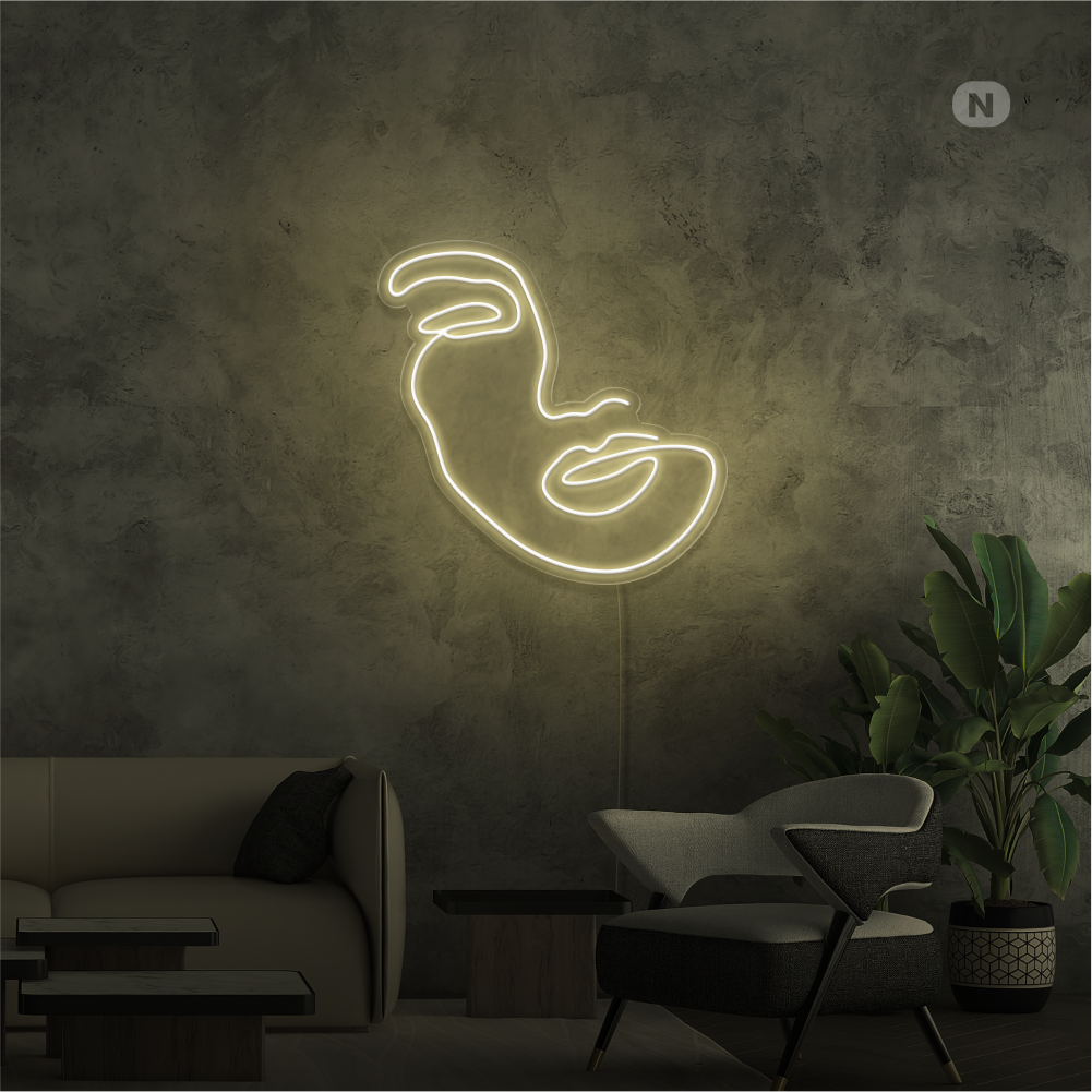 Neonskilt Kvindens ansigt