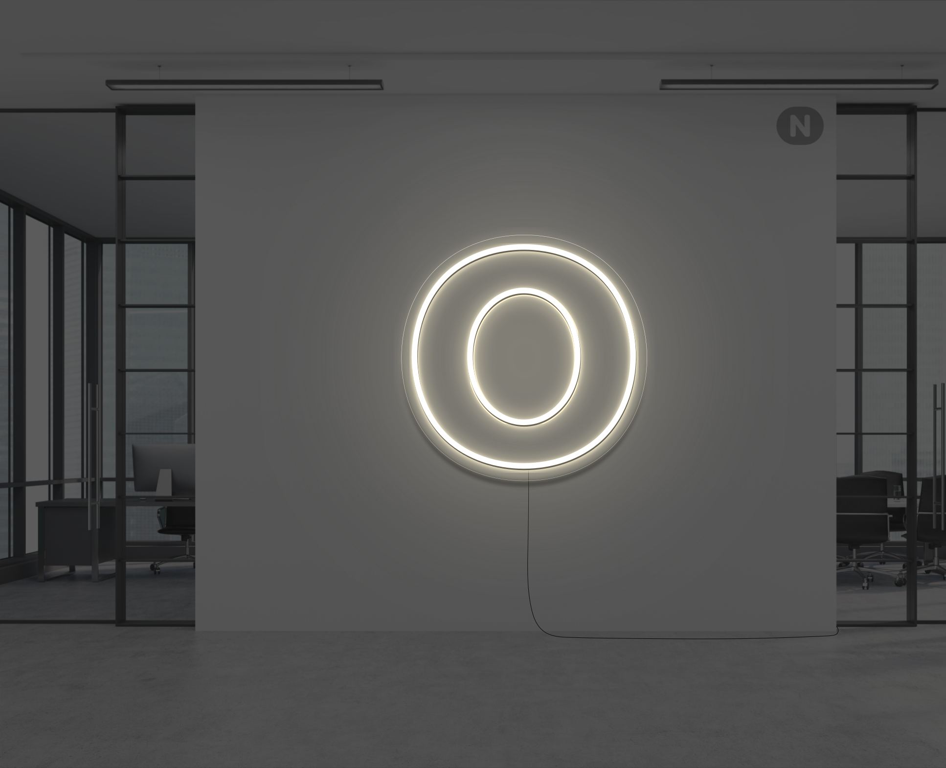 neon-bogstav-o-varm-hvid