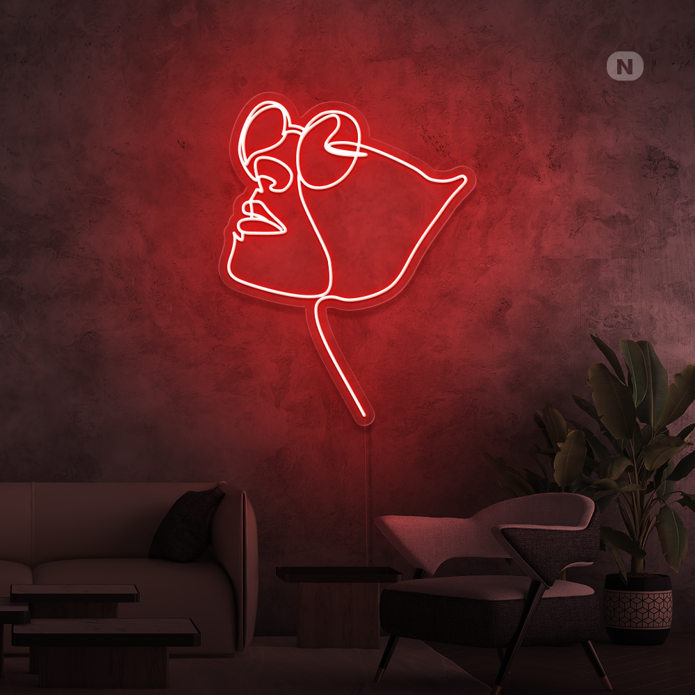Neonskilt Ansigt med briller