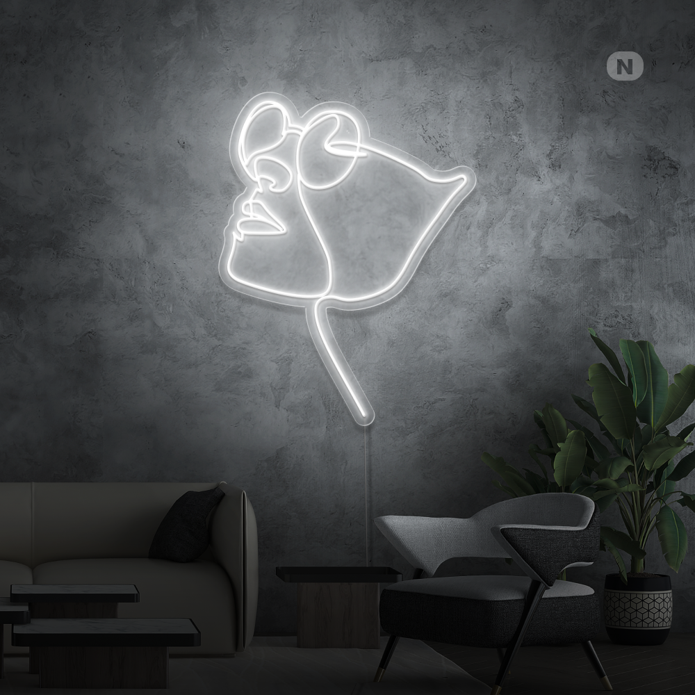 Neonskilt Ansigt med briller