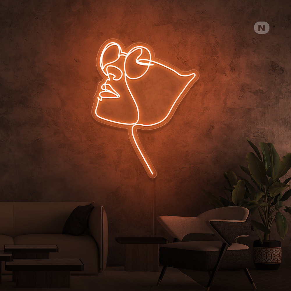 Neonskilt Ansigt med briller