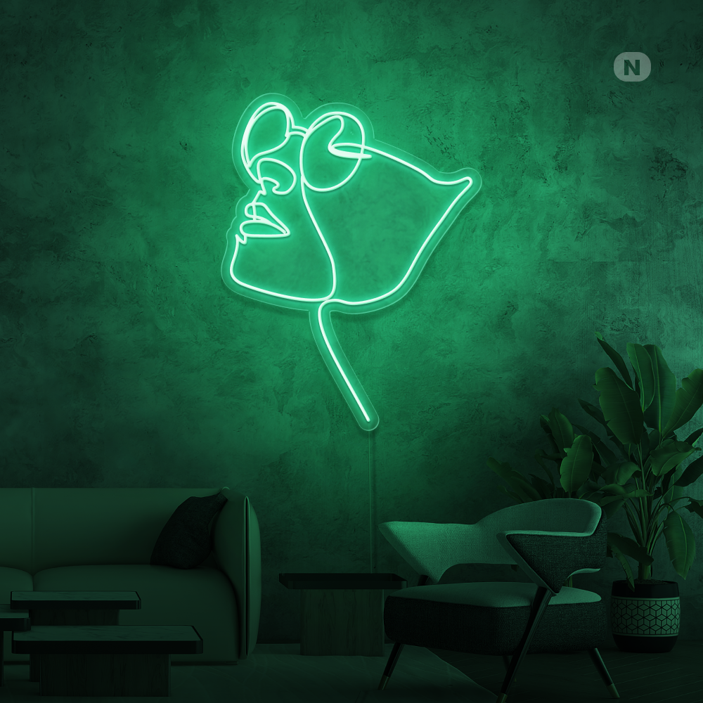Neonskilt Ansigt med briller
