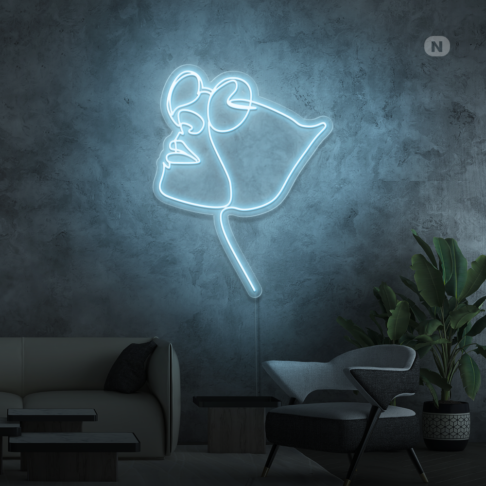 Neonskilt Ansigt med briller