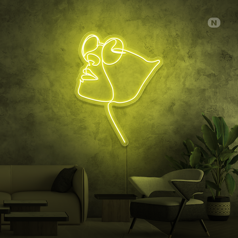 Neonskilt Ansigt med briller