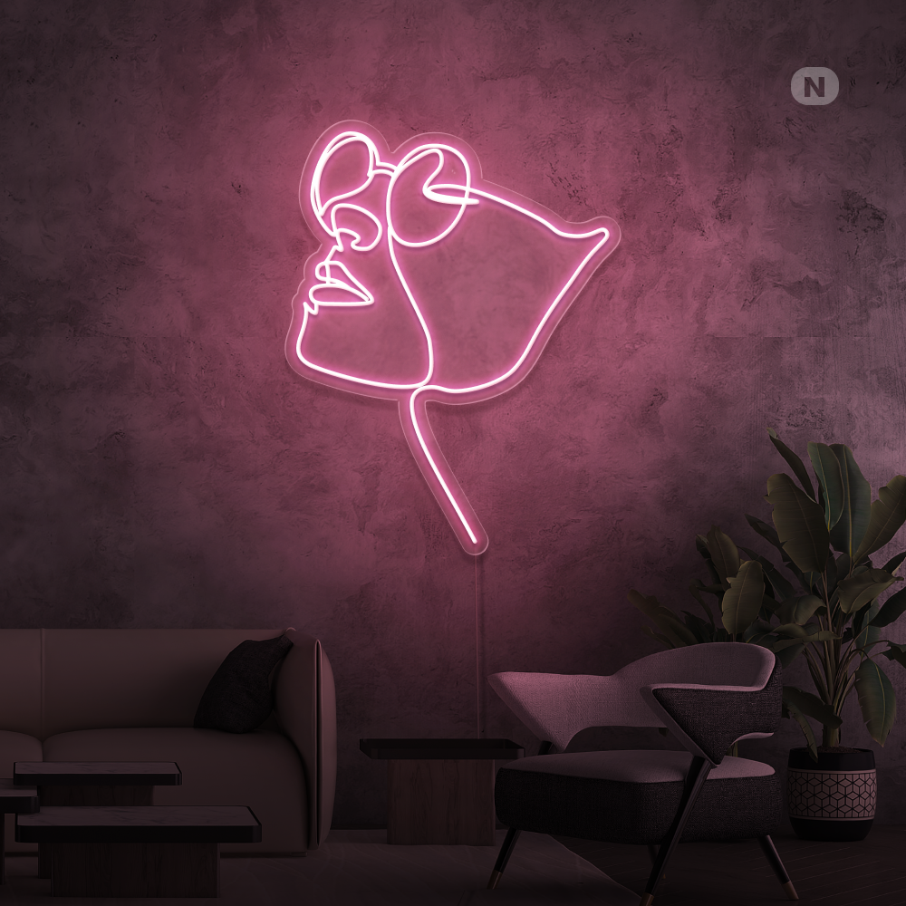 Neonskilt Ansigt med briller