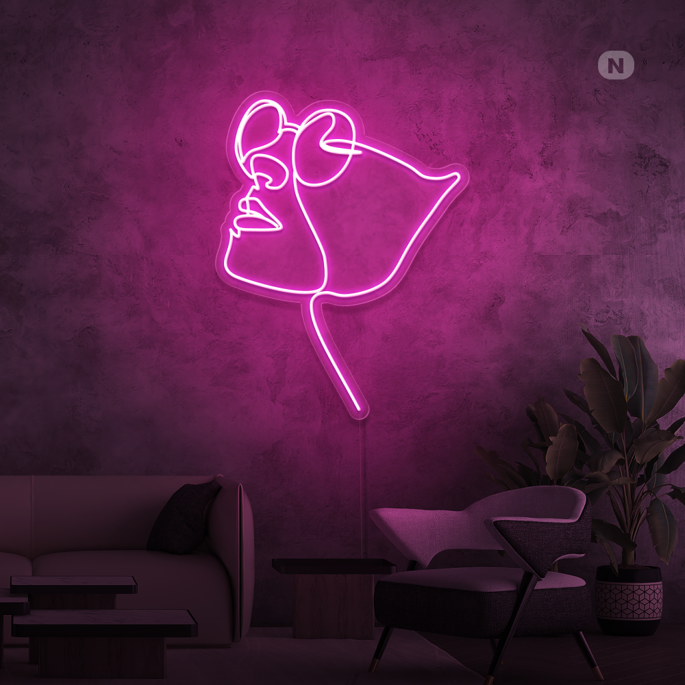 Neonskilt Ansigt med briller