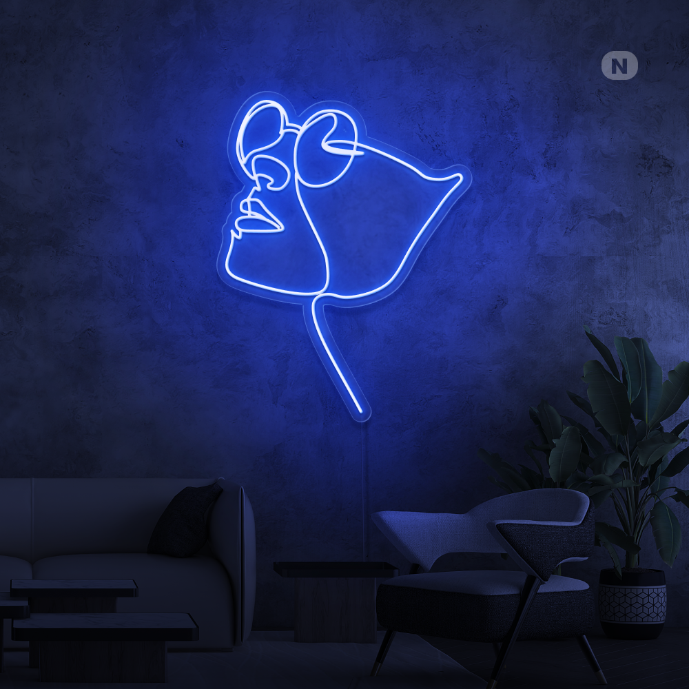 Neonskilt Ansigt med briller