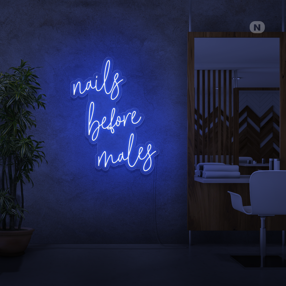 Neonskilt nails before males