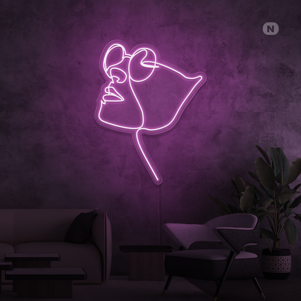 Neonskilt Ansigt med briller