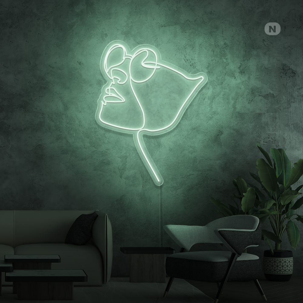 Neonskilt Ansigt med briller