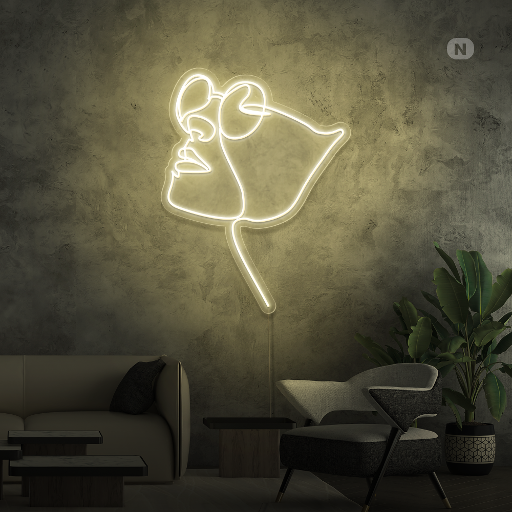 Neonskilt Ansigt med briller