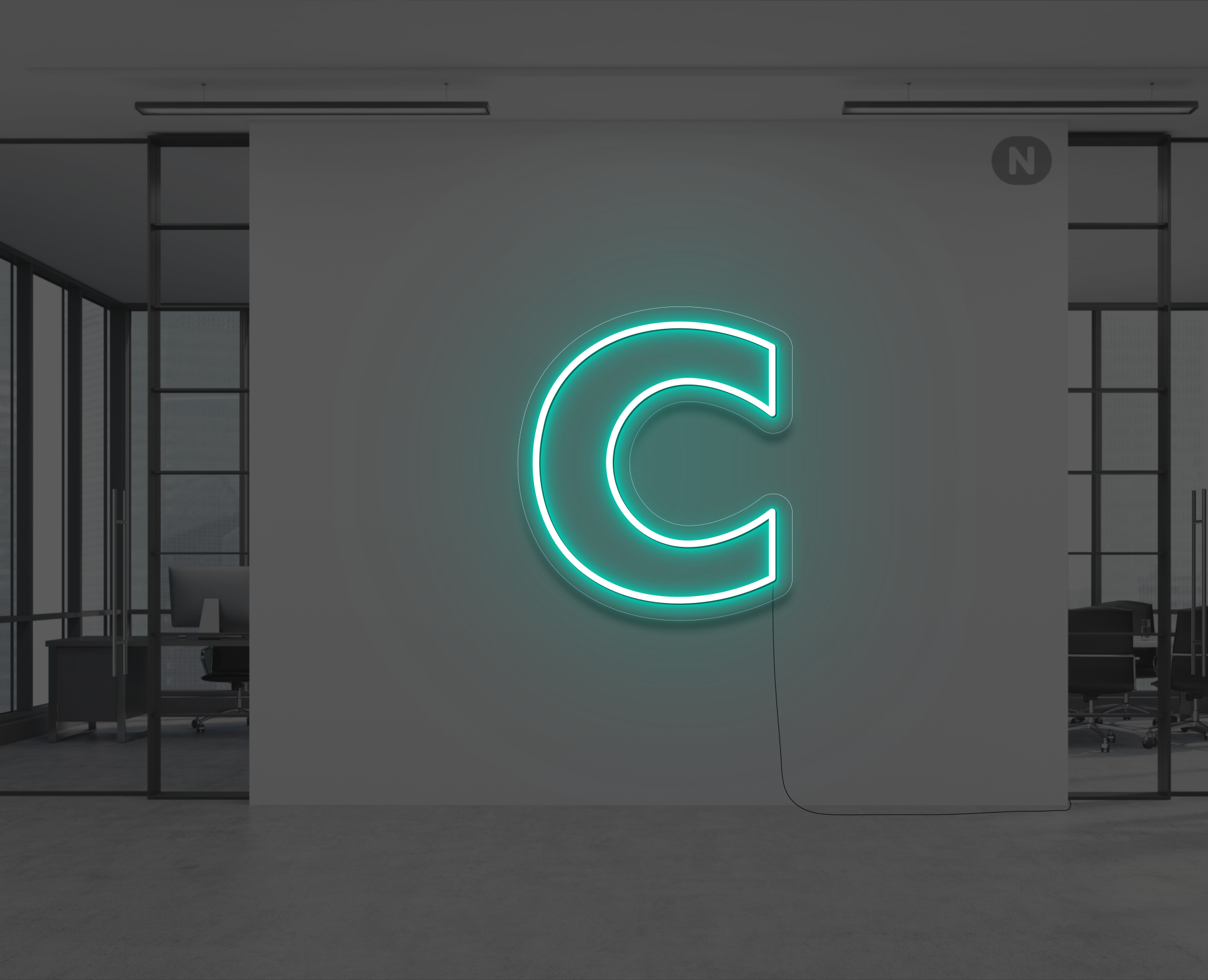 neon-bogstav-c-turkis