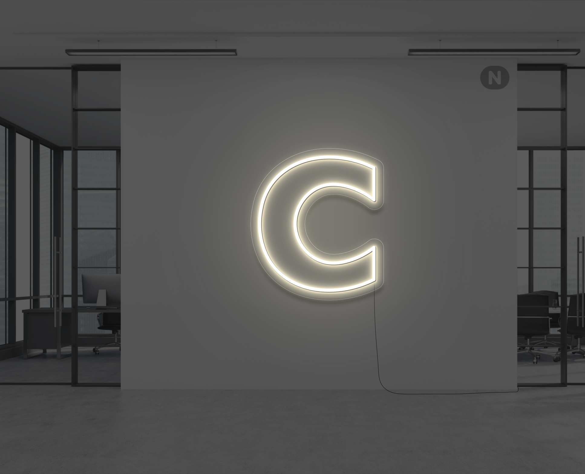 neon-bogstav-c-varm-hvid