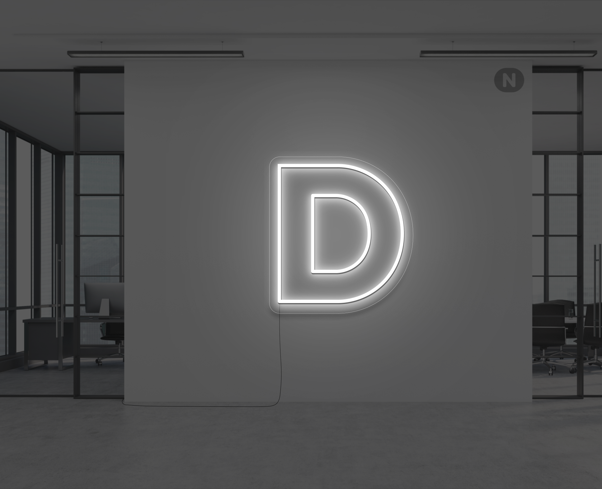 neon-bogstav-d-hvid