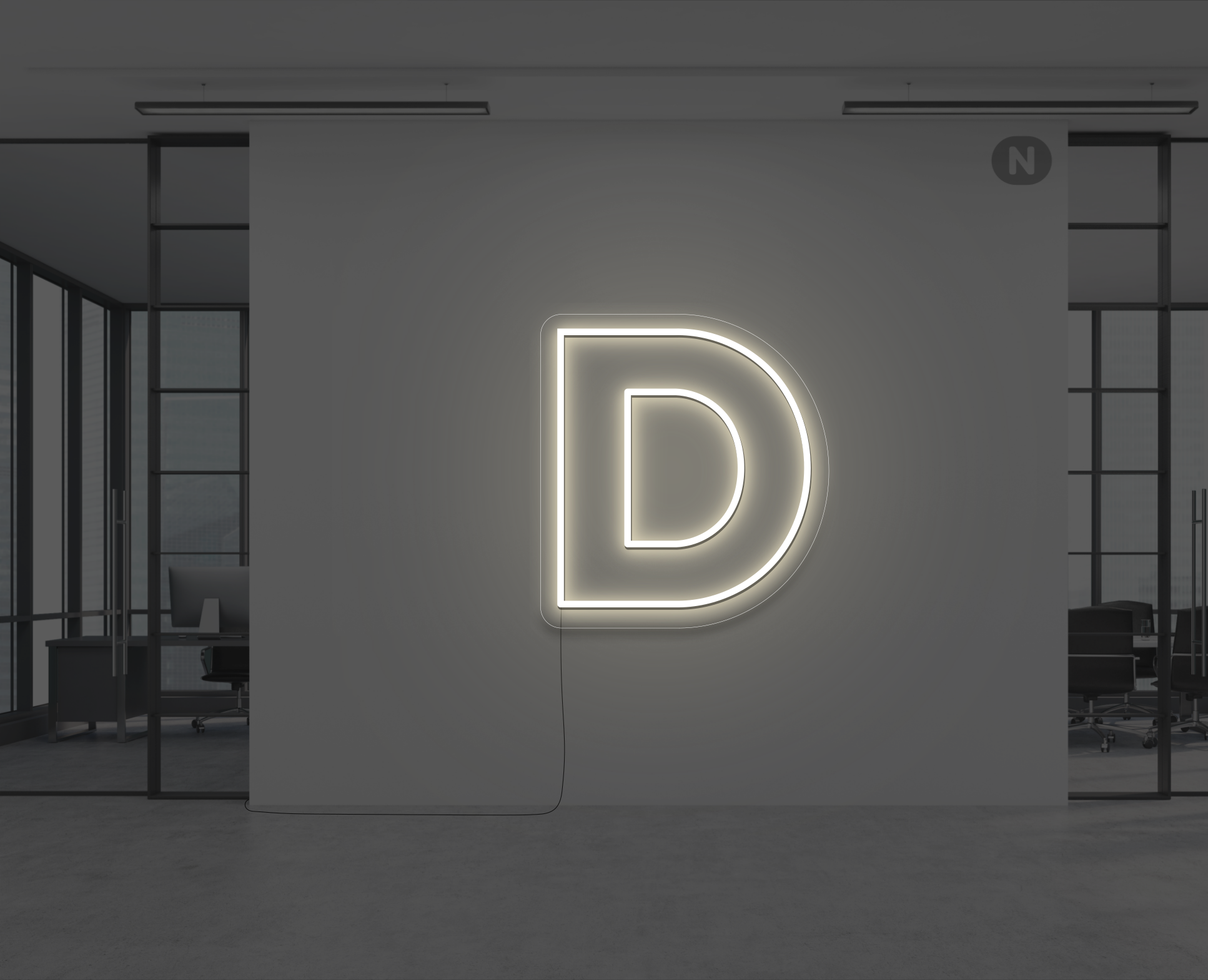 neon-bogstav-d-varm-hvid