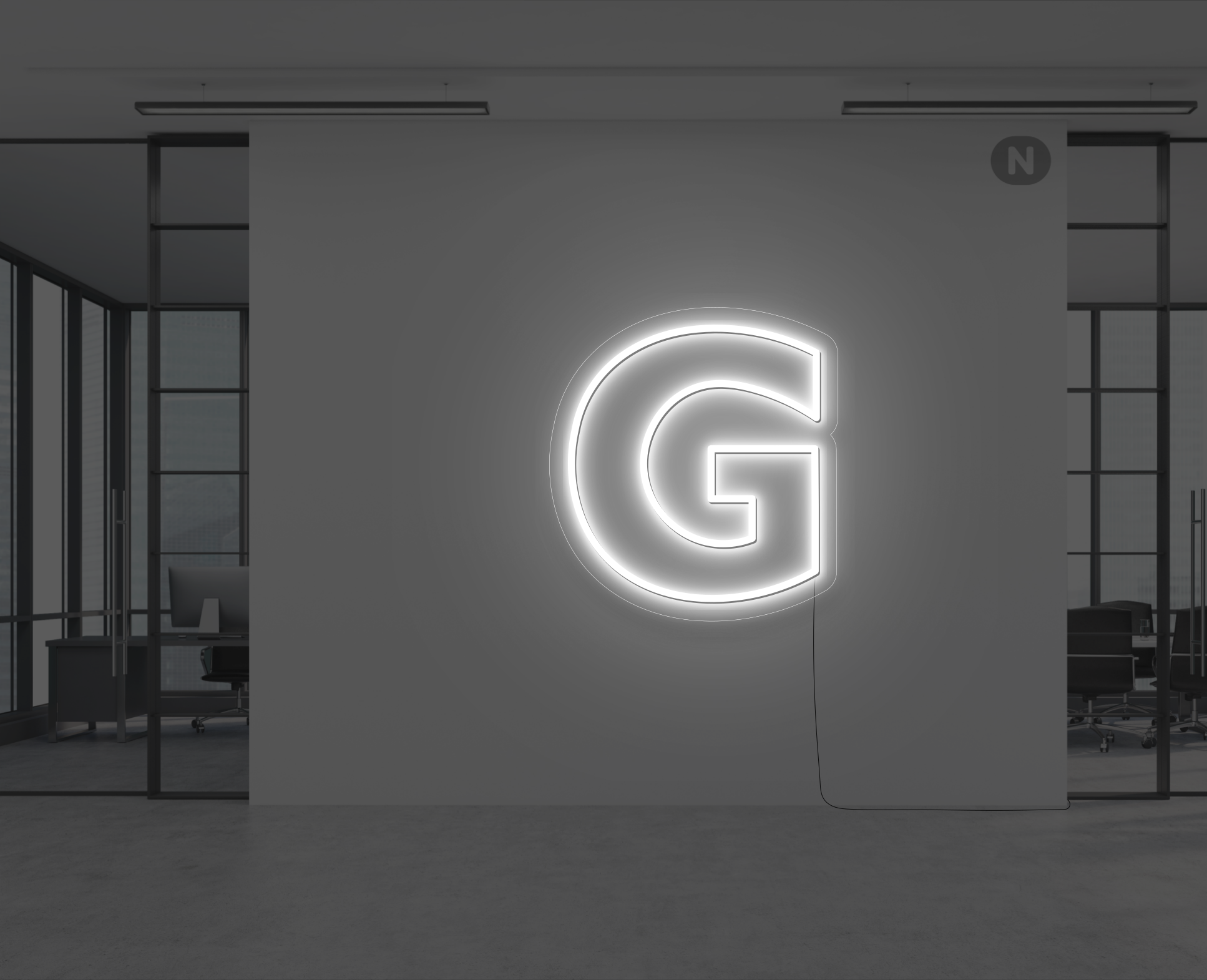neon-bogstav-g-hvid