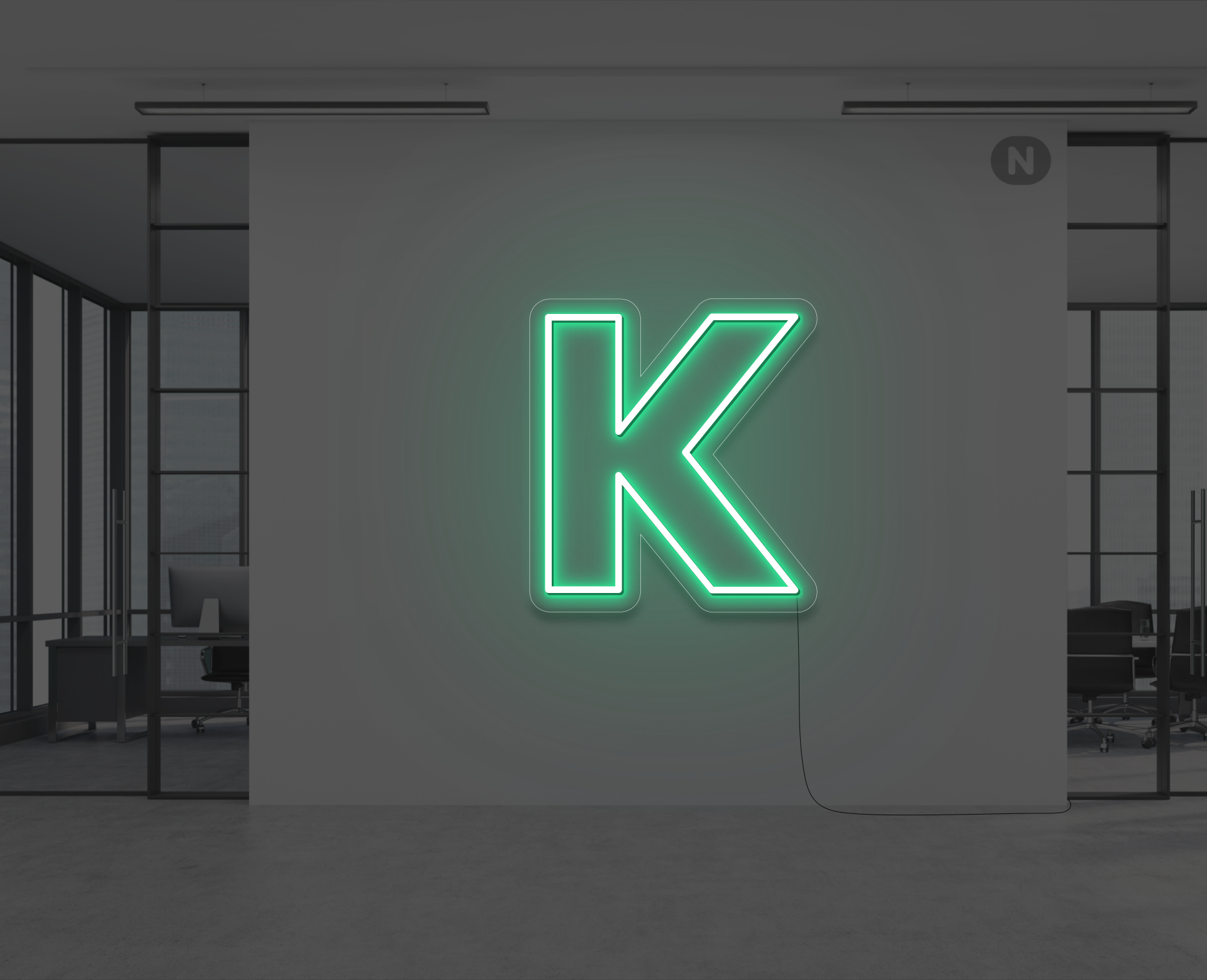 neon-bogstav-k-gron