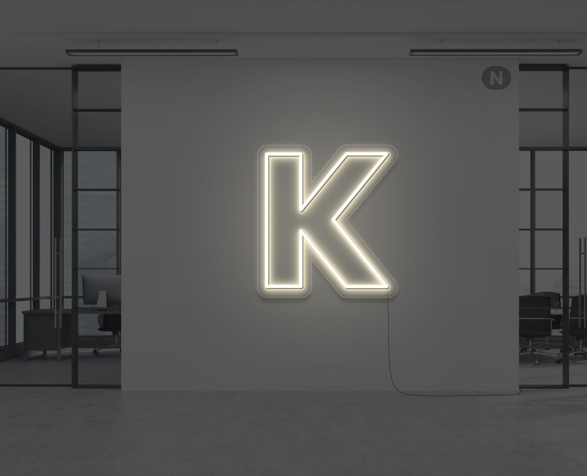 neon-bogstav-k-varm-hvid