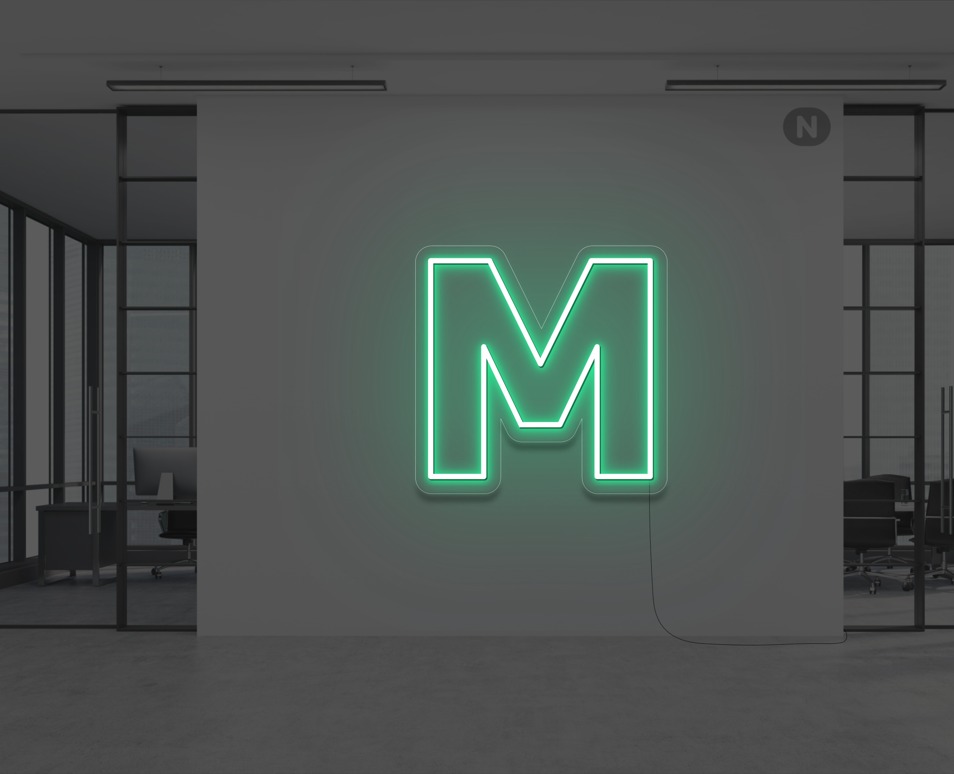 neon-bogstav-m-gron