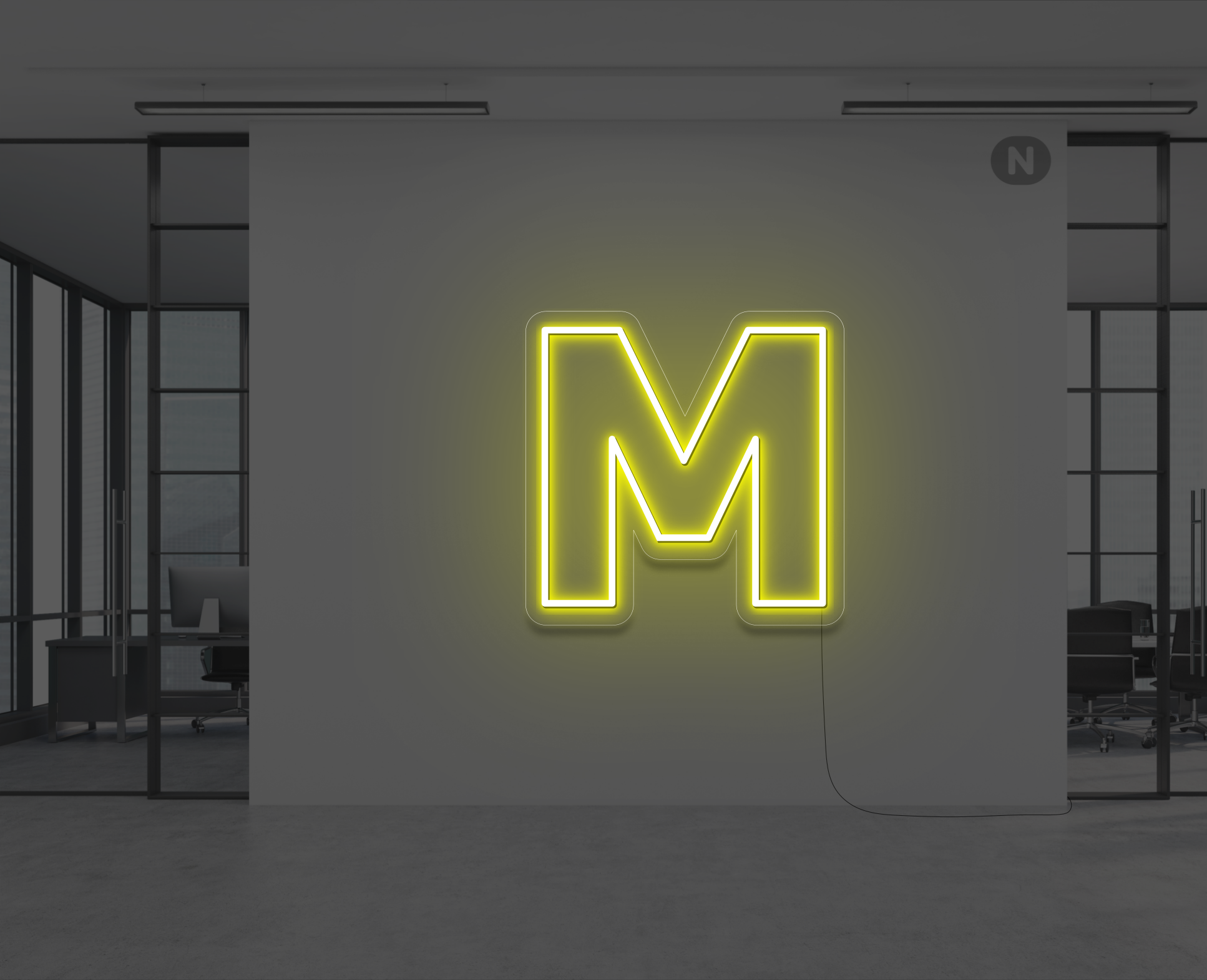 neon-bogstav-m-gul
