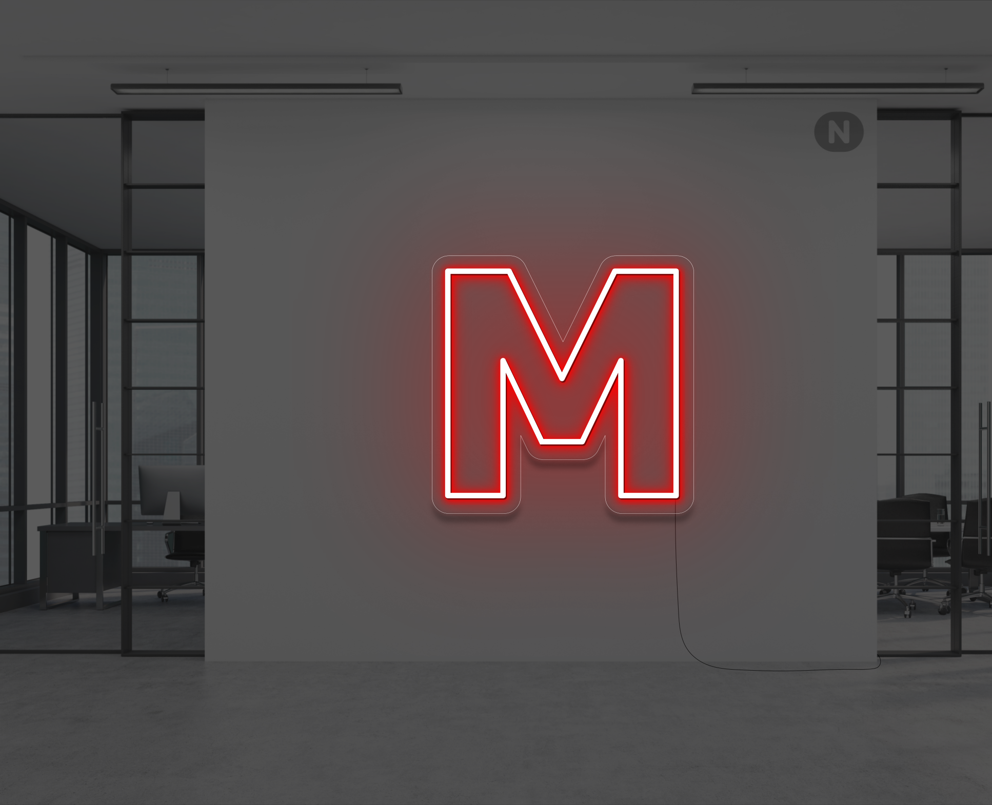 neon-bogstav-m-rod
