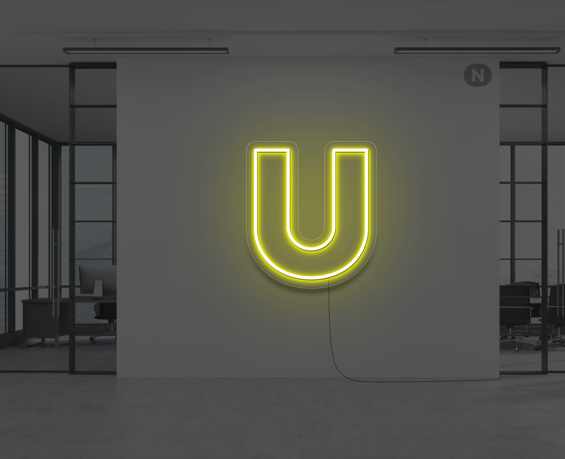 neon-bogstav-u-gul