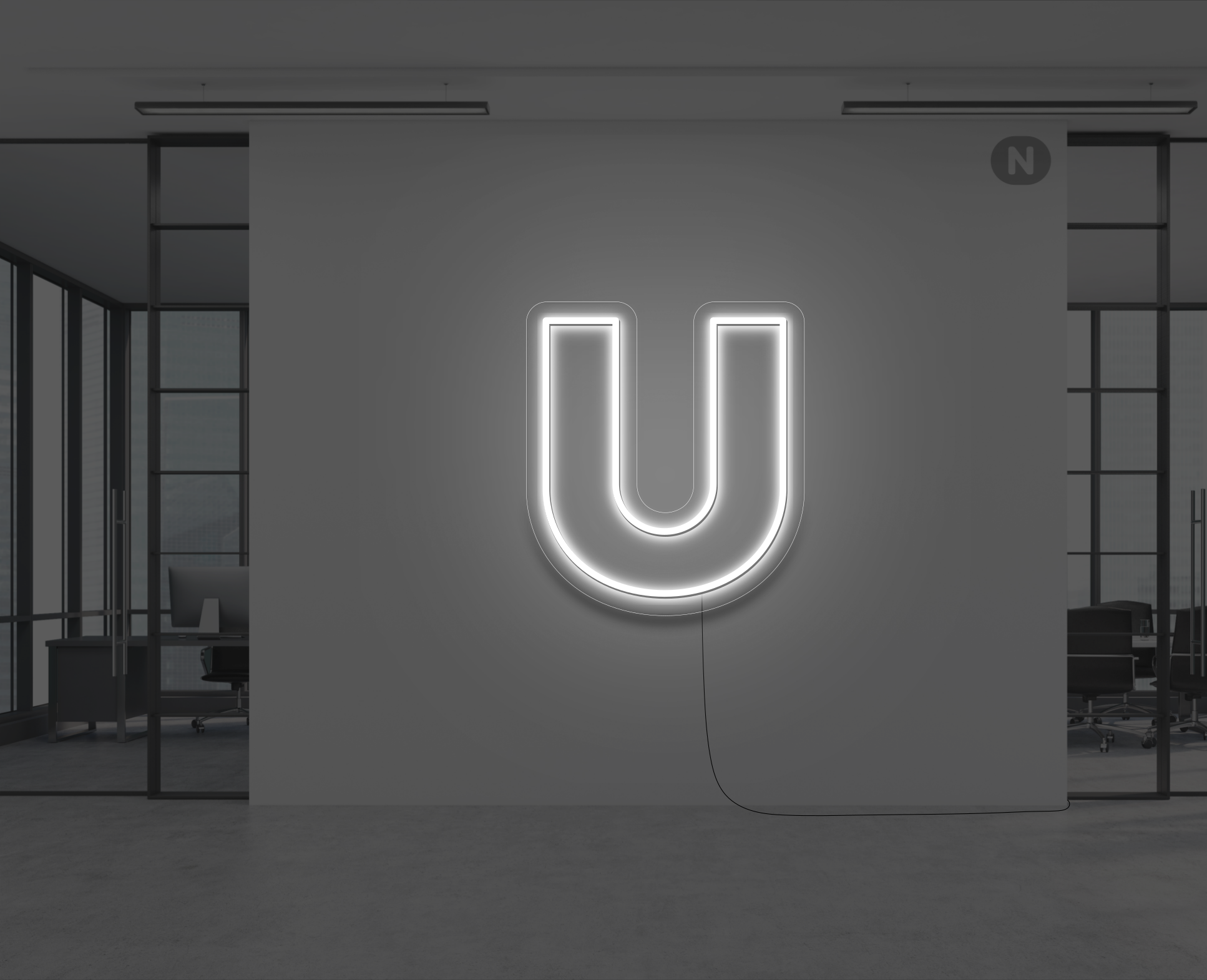 neon-bogstav-u-hvid