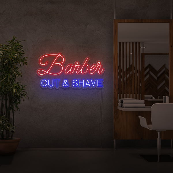 Neonskilt Barber Cut & Shave